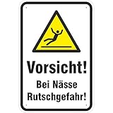 Schild Vorsicht/Achtung bei Nässe Rutschgefahr aus Aluminium-Verbundmaterial 3mm stark 20 x 30