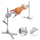 KAUTO BBQ Rotisserie Grill Kit, elektrische automatische Edelstahl Spuckstange Fleischgabeln Outdoor Camping Party Großer Grill Rotisserie Spieß Röster Rutenhöhe einstellbar (15'-24')