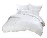 Leichtes Seersucker Bettwäsche Set 135 x 200 cm Weiß – atmungsaktiver Bettdecken- und Kopfkissen-Bezug aus reiner Baumwolle mit Reißverschluss – 2 tlg. kühle Sommerbettwäsche in Premium-Q