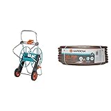 Gardena Metall Schlauchwagen 100: Stabile, beschichtete Schlauchtrommel & Comfort HighFLEX Schlauch 19 mm (3/4 Zoll), 50 m: Gartenschlauch mit Power-Grip-Profil, 30 bar Berstdruck