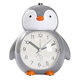 DWQ Wecker Netter Karikatur-Wecker Stille Wecker, Jungen und Mädchen Schlafzimmer Schreibtisch-Nachtlicht Uhr 6 Inches Leicht zu bedienen (Color : Grau)