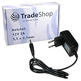 Trade-Shop 12V 2A 5,5x2,1mm Universal Netzteil 220V Stromadapter für Sitecom WLR-4001 WLR-5000 Technotrend TT-Micro S835 S305 HDMI S326 HDMI S330 HDMI S200 S202