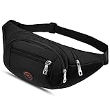 MOBIUSPHY Bauchtasche für Damen und Herren Gürteltasche Schwarz Hüfttasche Outdoor Handytasche Sport Wasserdicht Laufgürtel Geldgürtel für Camping Wandern Fitness Fahrrad Reisen Jagd Groß