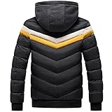 Herren Winterjacke mit Fell Steppjacke Warme Übergangsjacke Winterjacke Langarm Wintermantel Daunenjacke Thermojacke, schwarz 1, L