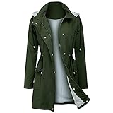 Cyuchey Damen Regenjacke Windjacke wasserdichte Kapuzen Übergangsjacke Frühling, Sommer und Herbst atmungsaktives Innenfutter Taille mittellanger M