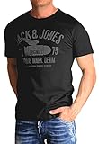 Herren T-Shirt Jack and Jones Rundhals Print Tee Regular Fit Crew Neck Top (799 Michael Black/Asphalt,XXL)