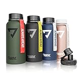 ABOVE. Trinkflasche Edelstahl 950ML I 2 Trinkverschlüsse I Thermosflasche Doppelwandig I BPA Frei I Kohlensäure Geeignet I Fitness, Sport, Gym (Grün)
