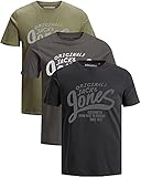 JACK & JONES T-Shirt Männer Regular, Jack and Jones Tshirt Herren 3er-Pack (Mix 2, Größe XL)