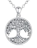 Baum des Lebens Kette Damen, 925 Sterling Silber Keltischer Lebensbaum Anhänger Halskette, Geburtstag Muttertag Schmuck Geschenke für Frauen Mädchen Mama Frau F