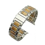 ZWMFAC Holz-Metallarmband für Uhren, 44/40/42/38 mm, natürliches rotes Sandelholz + Edelstahlarmband, Serie 6, SE, 5, 4, 3 (Farbe: Silberholz, Größe: 38 mm)