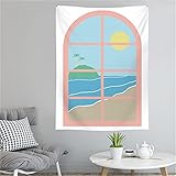 YYRAIN Nordic Einfache Mode Atmosphäre Fenster Landschaft Dekoration Wandteppich Zuhause Wohnzimmer Schlafzimmer Wandbehang Hotel Wanddekoration Tuch 59x52 Inch{W150xH130cm}