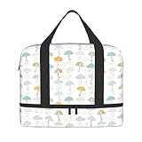 Yishow Umbrellas Clouds and Rain Drop Travel Bag Luggage Sports Gym Bag with Shoes Compartment Tote Bag for Men W