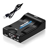 HDMI zu SCART Konverter, HD 1080P Audio Video Adapter, unterstützt PAL / NTSC, HDMI to Scart Converter Composite Video HD Audio Stereo Eingang HDMI für TV DVD SKY HDTV HD Blu Ray PS3 VHS