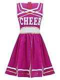 YOOJIA Kinderkostüm Cheer Mädchen Outfit Cheerleading Kostüm Crop Top Rock Kleidung Set Festlich Dancewear für Karneval Fasching Cosplay Bekleidungsset F Hot Pink 164