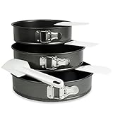 Hausfelder Springform Set - 24, 26 und 28 cm Springformen, runde Backformen Kuchenformen inkl. Teigschaber und Teigk