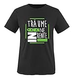 Comedy Shirts - Träume gehen nie in Rente. - Herren T-Shirt - Schwarz/Weiss-Neongrün Gr. L