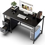 Schreibtisch mit 2 Schubladen, GIKPAL Computertisch Bürotisch aus Stahl & Holz, 120 x 60 x 75 cm Laptop-Schreibtisch Officetisch Arbeitstisch für Arbeit/Spiele/Homeoffice, modern &