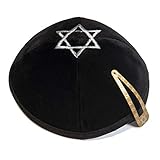 JL Kippha's schwarz Samt Davidstern bestickt Kippa yarmulke Jüdische Kippa Isreal Kappe J