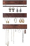 Rustic Jewelry Display Organizer für Wand - Wand montiert Schmuckhalter Veranstalter mit abnehmbaren Armband Stab und 24 Haken - Perfekte Ohrringe, Halsketten und Armbänder Halter - Schmuck Display