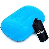 Campingkissen - Reisekissen I Aufblasbares Kissen für die Reise, Camping, Trelkking, Strand I Strandkissen, Kopfkissen, Schwimmkissen I Blau I ohne Bezug