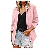 Damen Elegant Langarm Blazer Sakko Einfarbig Slim Fit Revers Geschäft Büro Jacke Kurz Mantel Anzüge Bolero mit T