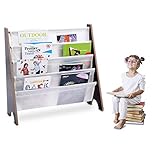 DREAMADE Bücherregal Kinder, Kinderbücherregal Kinderregal Büchergestell Kinder, Hängefächerregal Kinder Zeitungsständer, Zeitungsständer Kinder Bücherregal für Kinderzimmer, Farbw