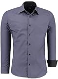 J'S FASHION Herren-Hemd - Slim-Fit - Langarm-Hemd - Bügelleicht - EU Größen: S bis 6XL - Anthrazit M