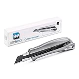SolidWork Profi Cuttermesser aus hochwertigem Aluminium – Teppichmesser mit Sicherheitslock und ultra scharfer Kling