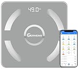 Gernems Digitale Personenwaage Mit Körperfett Und Muskelmasse Bluetooth Körperfettwaage Mit App; Smart Waage für Ihre Gesundheit, Körperfett, BMI, Gewicht, Muskelmasse, Wasser, Protein, BMR-G