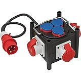 Brennenstuhl Kompakter Gummi-Stromverteiler / Gummiverteiler (1m Kabel, 3x CEE 400V/16A, 3x 230V/16A, Baustelleneinsatz und ständigen Einsatz im Freien, Made in Germany)