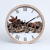 Tulup Holzuhr ⌀ 25cm Wanduhr Uhr Holz Dekoration Modern Runde Stille Uhren Schwarze Uhrzeiger - Kaffeebohnen Z