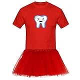 T-Shirt Zahnfee + Tütü Tüllrock Kostüm Fasching Karneval 13 Farben Herren XS-5XL Verkleidung Junggesellenabschied Ballerina Humor 11.11, Größenauswahl:5XL, Farbauswahl:rot (T-Shirt+Rock)