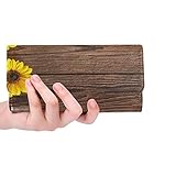 Einzigartige benutzerdefinierte Herbst Sonnenblumen auf Holzbrett Frauen Trifold Brieftasche Lange Geldbörse Kreditkarteninhaber Fall H