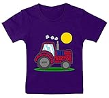 HARIZ Baby T-Shirt Traktor Sonne Fahrzeuge Traktor Plus Geschenkkarte Sternenstaub Lila 3-9 Monate / 60-69