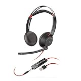 Plantronics - Blackwire C5220 - Kabelgebundenes Stereo-Headset (Dual-Ear) mit Bügel-Mikrofon - USB-A & 3,5 mm Klinke zum Anschluss an PC, Mac, Tablet oder Mob