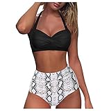 AIMEIMEI Bikinis für Damen Zweiteilige Bikinihose Strandbikini Strandkleidung Atmungsaktiv und Bequem Badeanzug Push Up Neckholder Bikinioberteil Bandeau-Verband-Badeanzug Tankini D