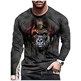 ZZENOR Herren Pullover 3D Druck Sweatshirt Langarm Sweater Skelett Druck T-shirt Tops Rundhals Sportshirt Weihnachten Herbst Winter Lässig Langarmshirts Arbeits Bekleidung