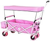 Miweba Faltbarer Bollerwagen MB-10 für Kinder - Bremse - Dach - PU-Breitreifen - Transporttasche - Klappbar - UV-Beständig – Handwagen faltbar (Pink)