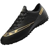 Topwolve Fußballschuhe Herren Microfaser Cleats Athletics Fußballschuhe Kinder Jugendliche Erwachsene Trainingsschuhe Professionelle Outdoor Sport Football Schuhe Unisex,Schwarz,42 EU