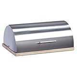 Zeller 20475 Brotkasten, Edelstahl/Gummibaum, ca. 39,5 x 28 x 16
