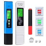 2022 pH Messgerät, pH TDS EC Temperature und BIO Tester 5 in 1 Set, Digital Wasserqualität Tester(ATC) für Trinkwasser/Schwimmbad/Aquarium/Pool, Leitwertmessgerät mit hoher Genauigkeit und LCD Display