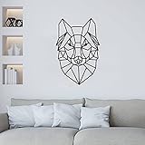 Cartoon Geometrische Wolf Wandaufkleber Kinderzimmer Niedlichen Tierkopf Wolf Wandtattoo Vinyl Wandaufkleber A9 50x77