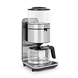 Klarstein Soulmate Kaffeemaschine - Filter-Kaffeemaschine, 1800 Watt, 1,25 Liter, 4 bis 10 Tassen, Schwallbrühverfahren, Glas, Edelstahl, Silb