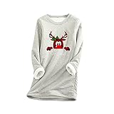 Zilosconcy Einfarbig Pullover Warme Unterhemd Festival Kaputzenpullove mit Print Langarm Hoodie Rundhal Lammwolle Oberteil Sweatshirt Fleecepullover mit Print Long