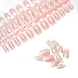 Laza 120pcs Ombre French Fake Nails Ballet Coffin Ballerina Full Cover Glitter Gradient Medium Acrylic Nail Kits Sets for Daily Use - G