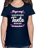 Statement Sprüche Kinder - Ich Habe eine verrückte Tante Lila - 104 (3/4 Jahre) - Dunkelblau - tanten Spruch Shirt mädchen - F131K - Mädchen Kinder T-S