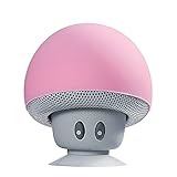 Bluetooth Lautsprecher, Fantastischer Pilz Sound, Enormer Bass mit Dualen Bass-Treibern, Verbesserter IPX7 Wasserschutz, Kabelloser Lautsprecher, Tragbarer Musikbox (Rosa)