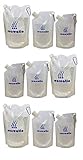 Recreatio | Trinkbeutel Set XXL |3X 350ML, 3X 500ML, 3X 1L| Falt Beutel Flasche BPA Frei | Faltbare Trinkflasche durchsichtig | Wasserflasche | Wasserbeutel | Soft Flask | Festival Falt Trink