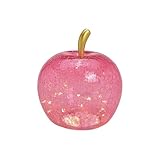 Lampe Apfel Leuchte (L) Glas, Rosa, Apfel Lampe mit LED Lichterkette, Dekoleuchte, Dekolampe, Tischleuchte, Apfellamp