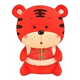 huan Tiger-Plüsch-Puppe im chinesischen Kostüm Gefüllte Sternzeichen-Maskottchen-Plüschtiere CNY Decor Geschenk für Kinder Neujahr im Chinesischen Kostüm Gefüllte Tierkreis Bedside Rag Toy C
